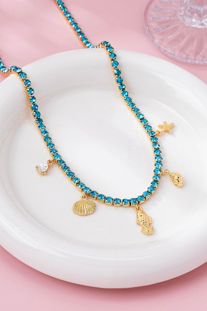 Glass Crystal Tennis Charms Necklace | 80N92887