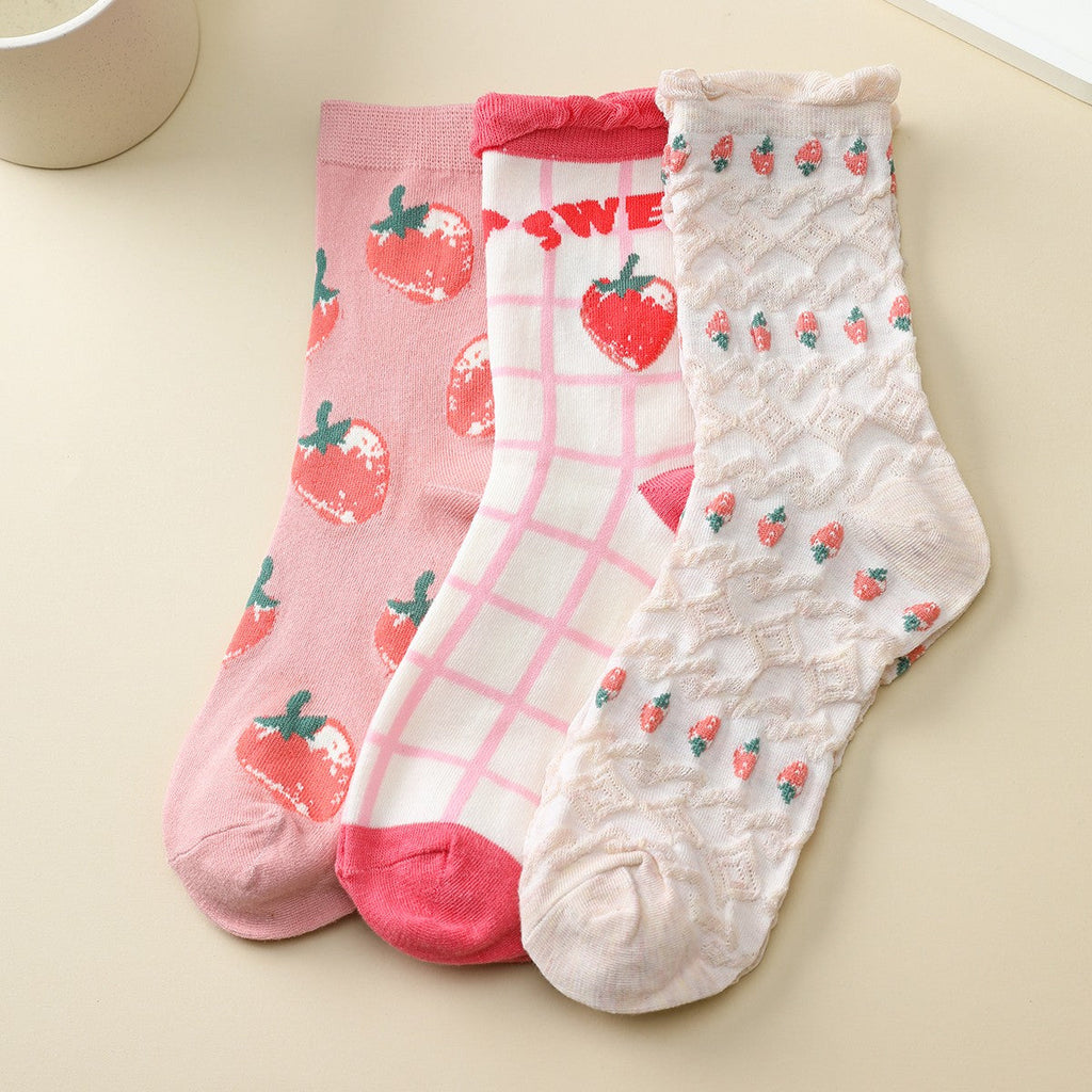 Strawberry-Theme Crew Sock | 40S02086