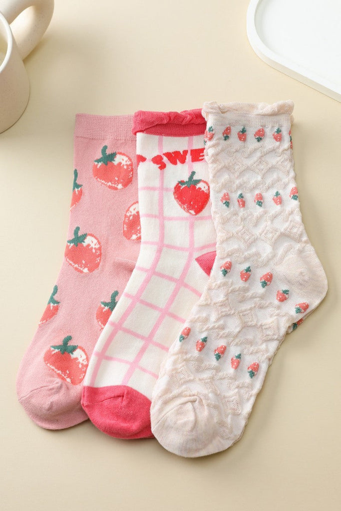 Strawberry-Theme Crew Sock | 40S02086