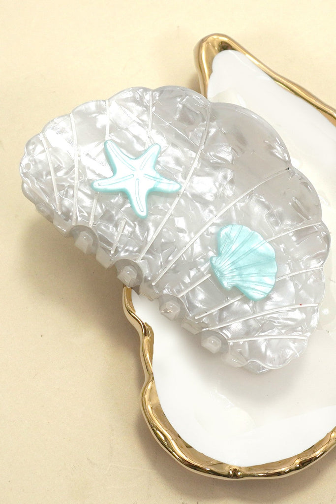Nautical Shell and Starfish Hair Claw Clip | 40H1074