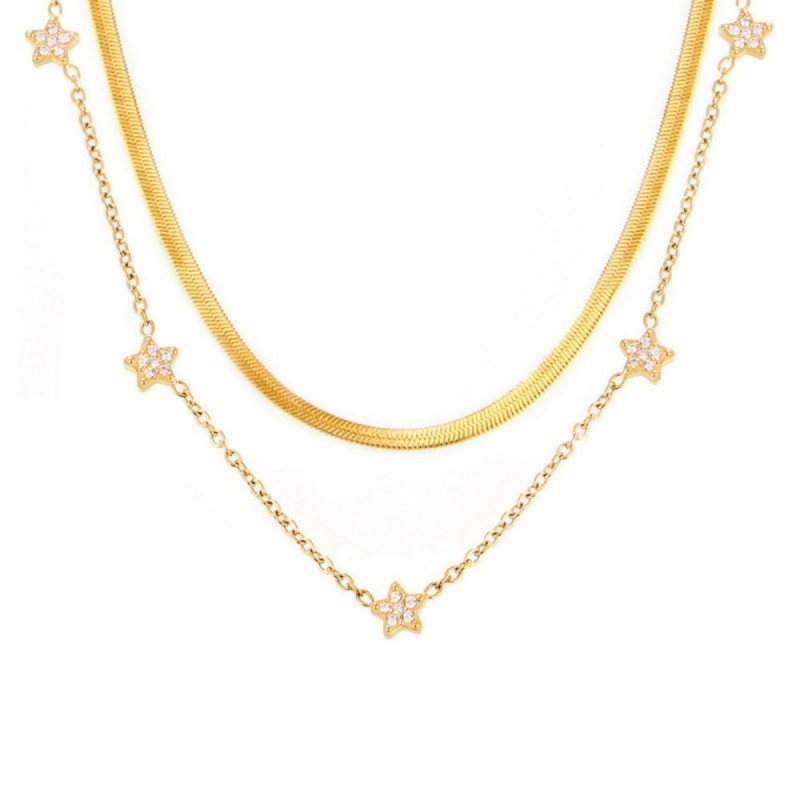 18K STAINLESS STEEL TARNISH FREE LAYERED NECKLACE | 40NK9686