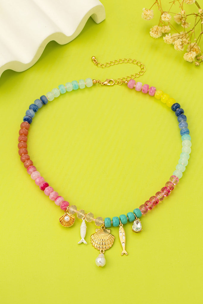 Nautical Multi-Color Beaded Charm Necklace | 80N92901
