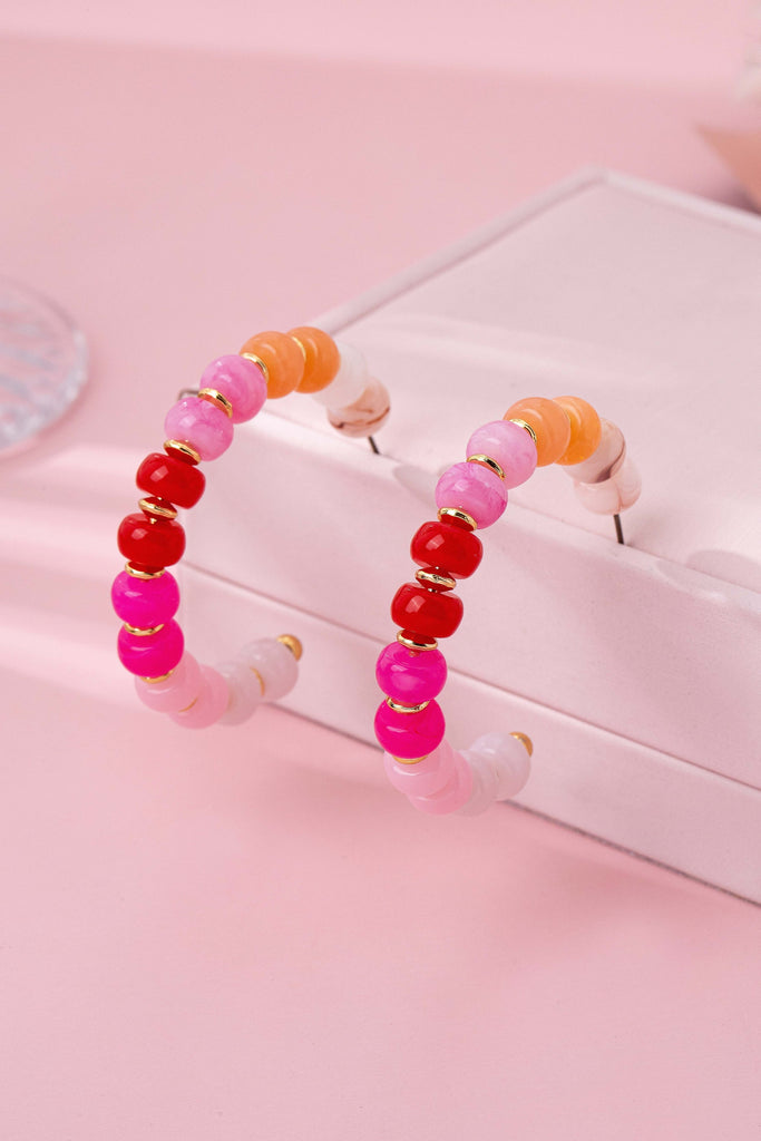 Rainbow Beaded Hoop Earrings | 80E62023