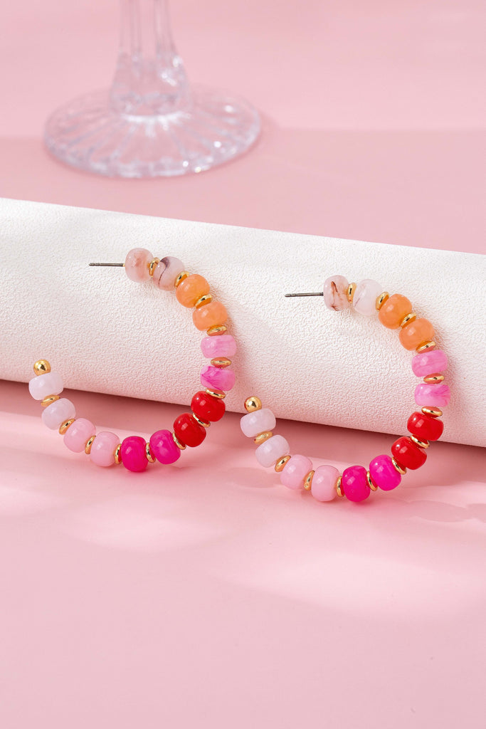 Rainbow Beaded Hoop Earrings | 80E62023