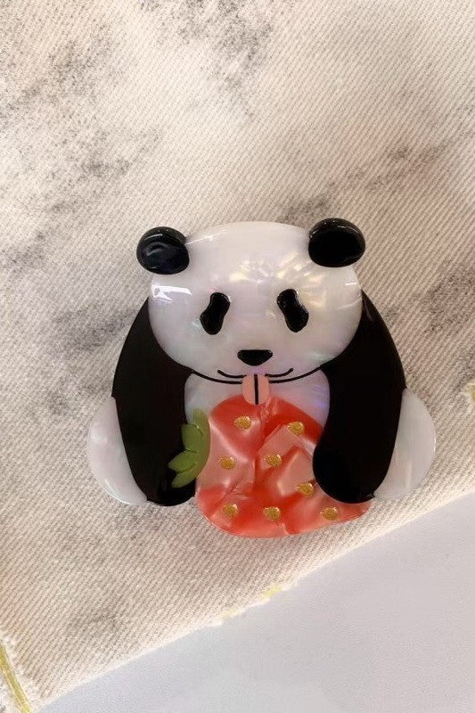 JUMBO PANDA STRAWBERRY HAIR CLAW CLIPS | 40H1079