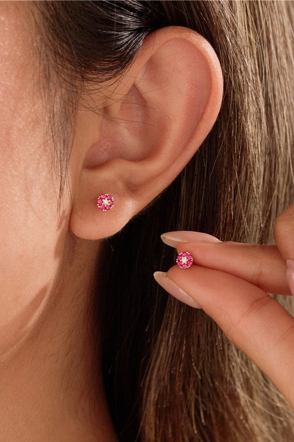 Colorful Crystal Flower Stud Earrings | 40E492