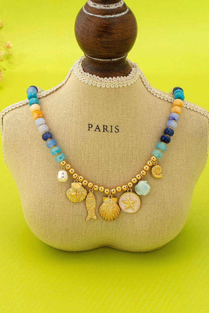 Charm Necklace-Ocean Seashell Fish Pearl | 80N92949