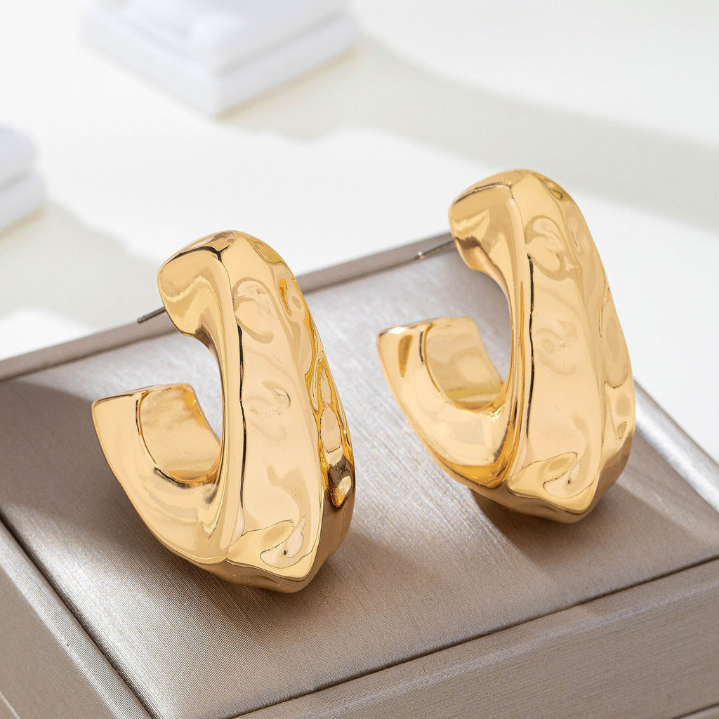 Hammered Gold-Tone Statement Hoops | 80E62156
