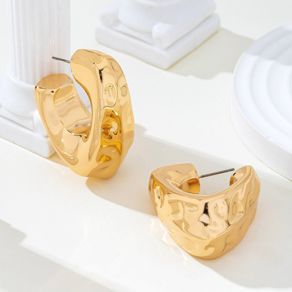 Hammered Gold-Tone Statement Hoops | 80E62156
