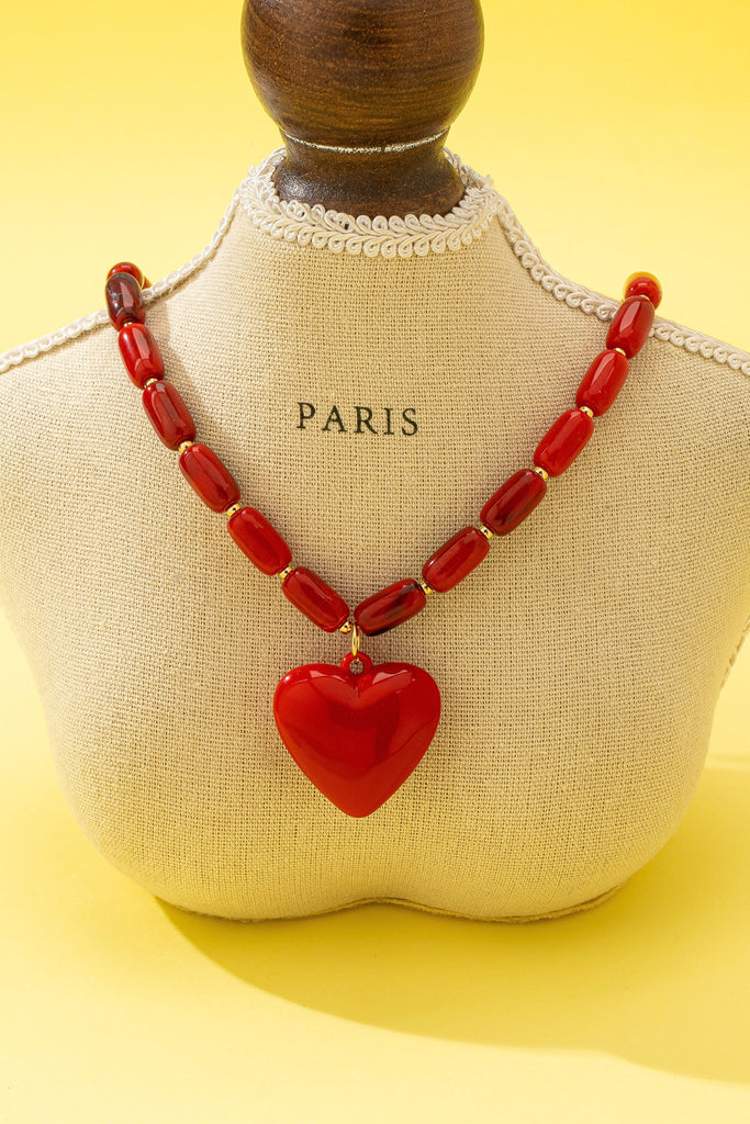 Crimson Heart Beaded Necklace | 80N92992