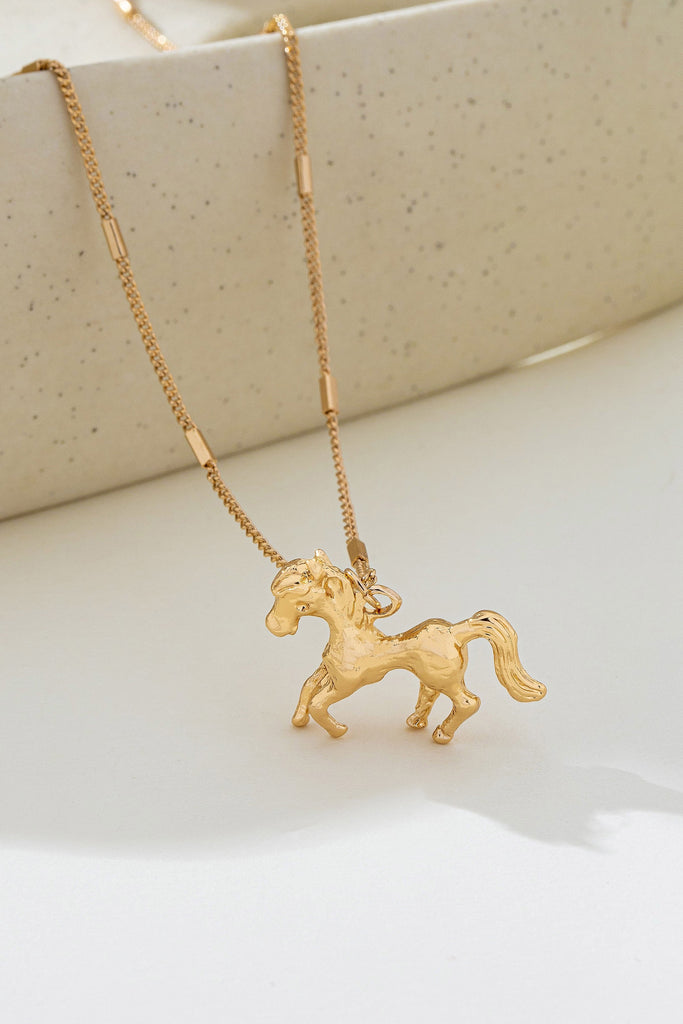 Gold-Tone Horse Pendant Necklace | 80N93007