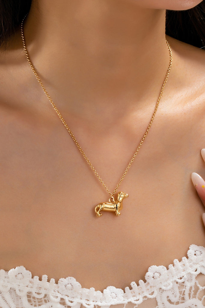 Gold-Tone Dachshund Dog Pendant Necklace | 80N93008