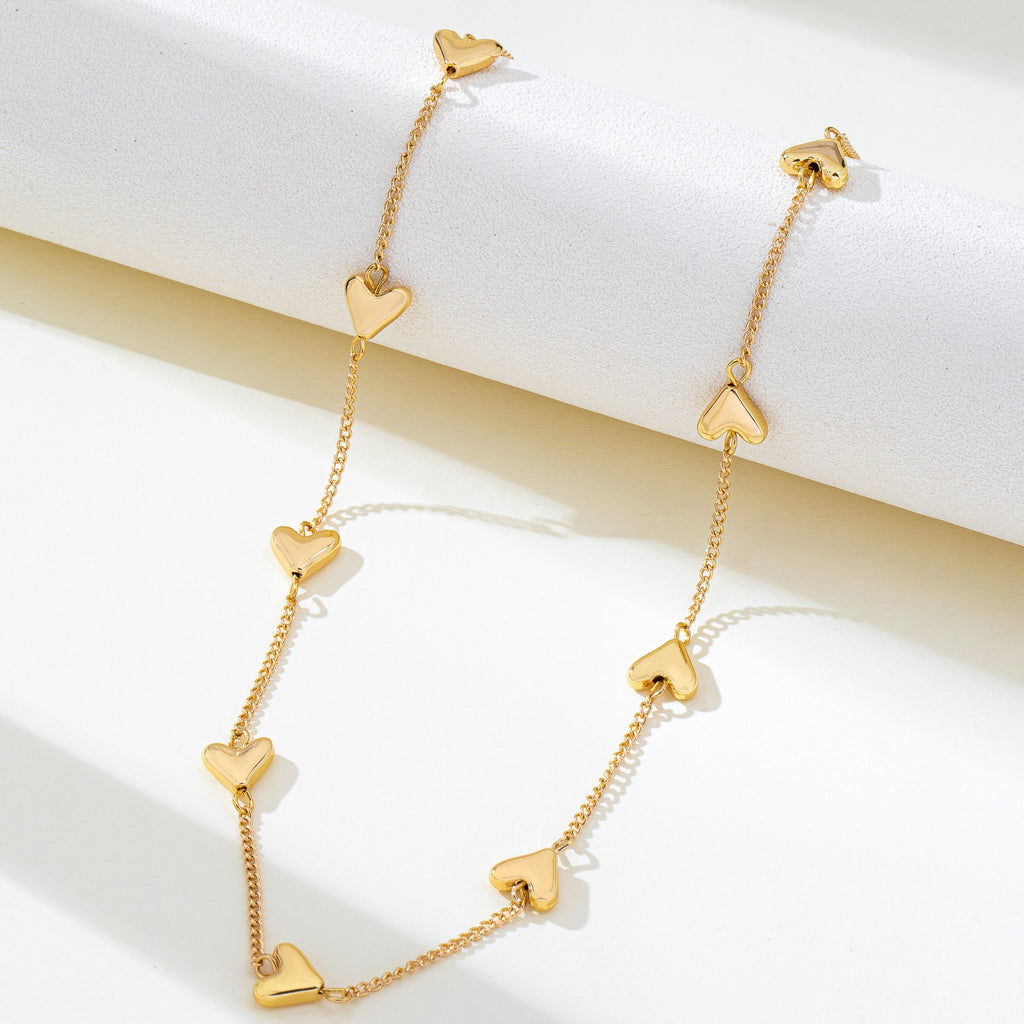 Puffed Heart Station Necklace | 80N93015