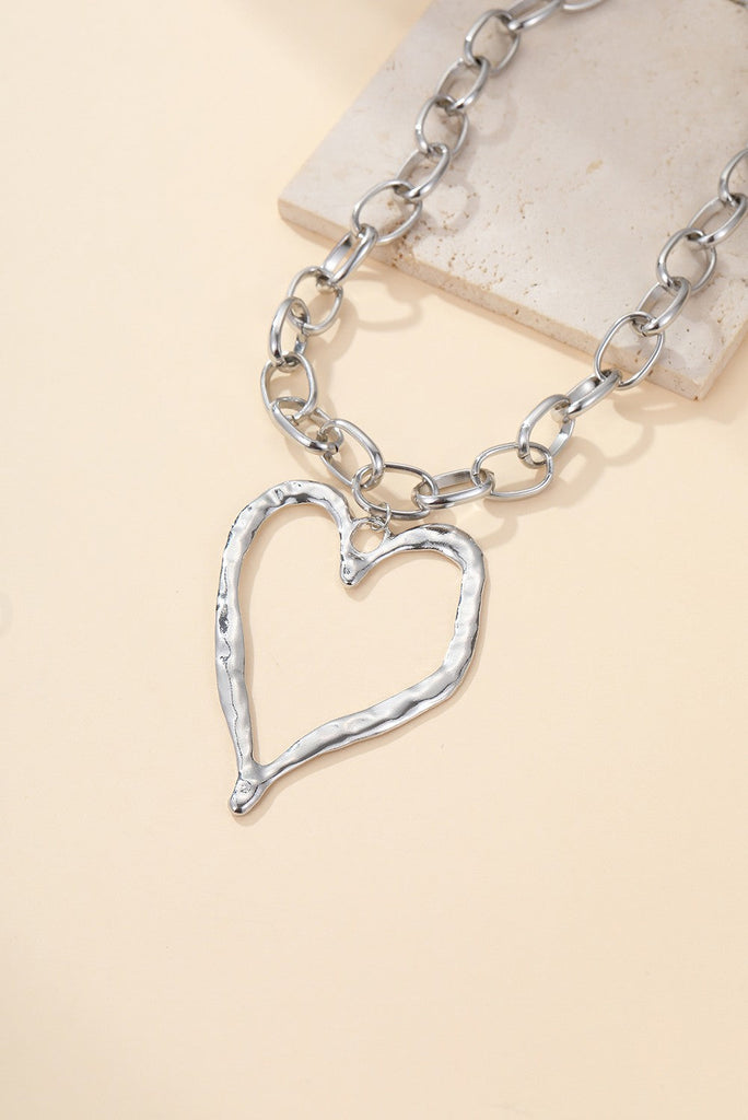 Statement Hammered Open Heart Necklace | 40NK9698