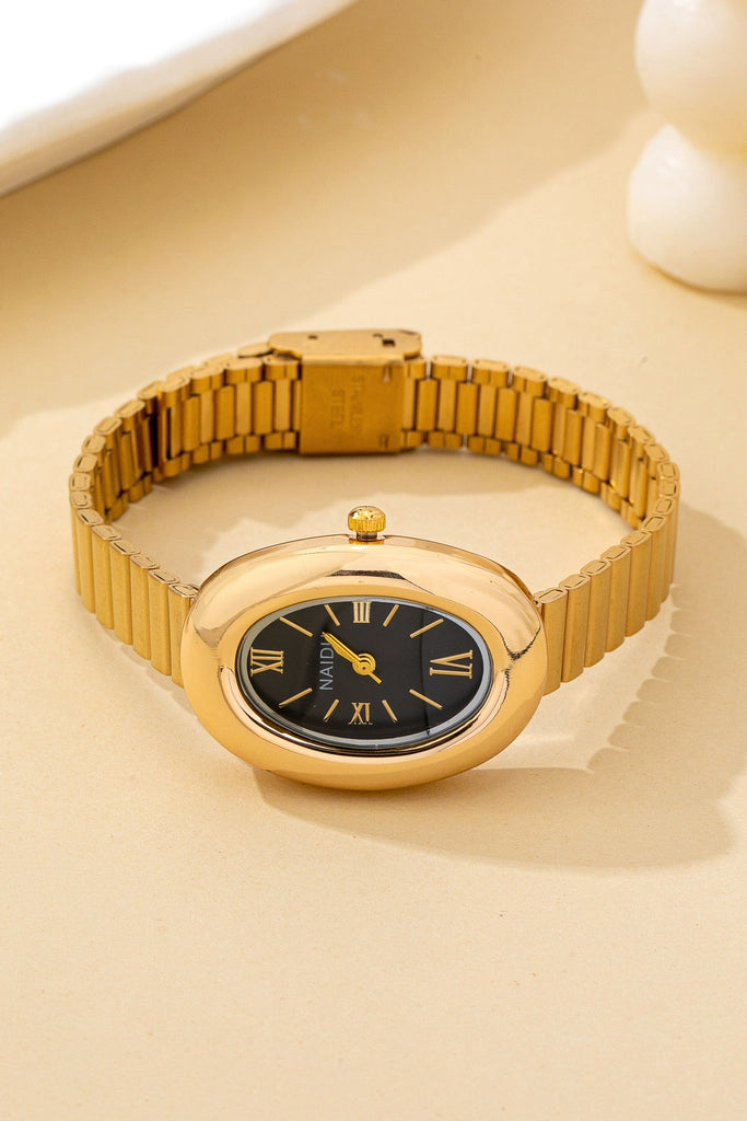 VINTAGE OVAL DIAL TIER METALLIC BAND BRACELET WATCH | 80W004