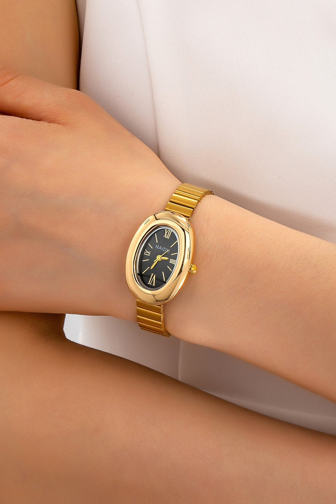 VINTAGE OVAL DIAL TIER METALLIC BAND BRACELET WATCH | 80W004