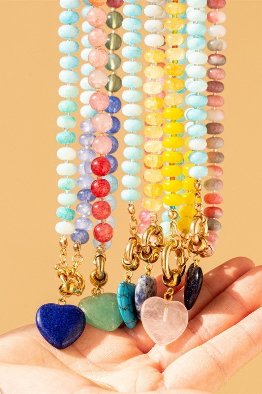 Natural Stone Semi-Precious Glass Mixed Necklace | 40NK9702