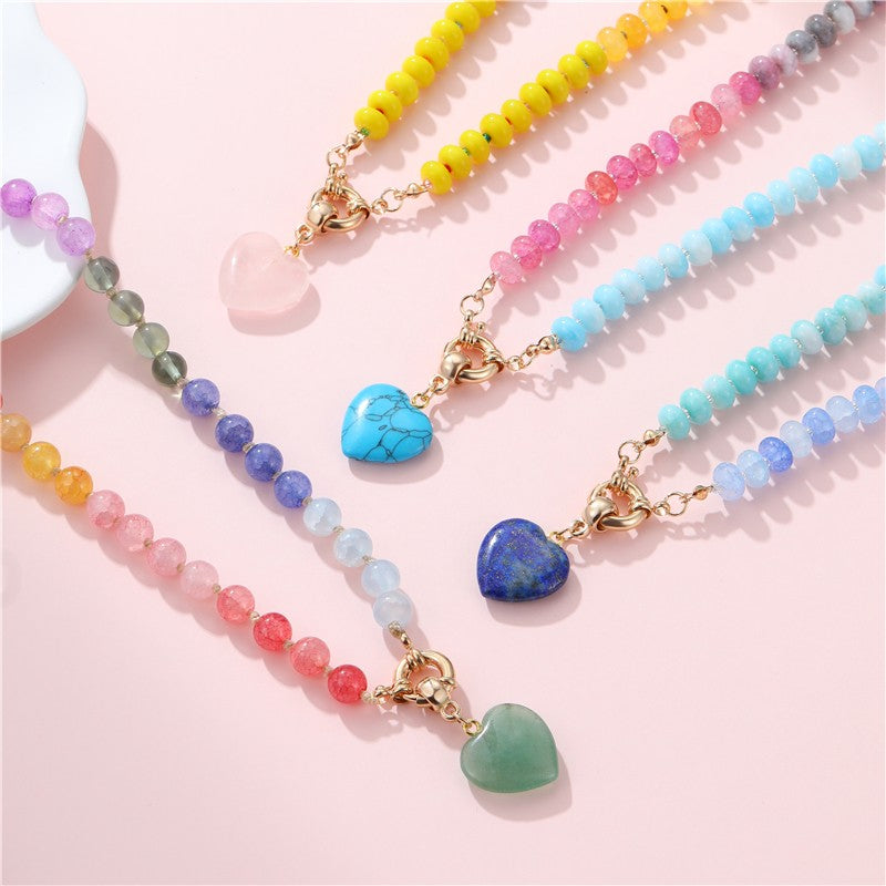 Natural Stone Semi-Precious Glass Mixed Necklace | 40NK9702