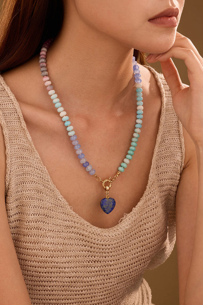 Natural Stone Semi-Precious Glass Mixed Necklace | 40NK9702