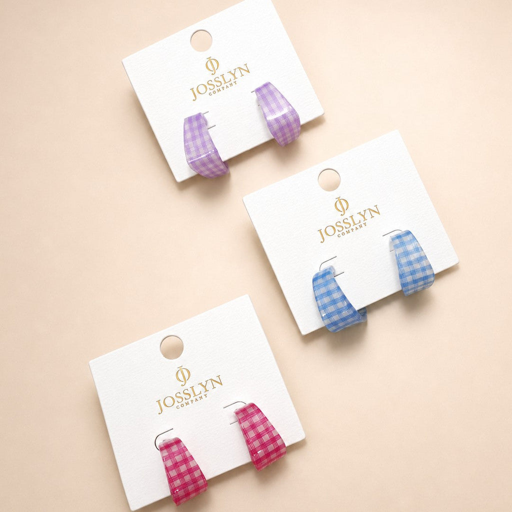 ACRYLIC CHECKER HOOP EARRINGS | 40E499