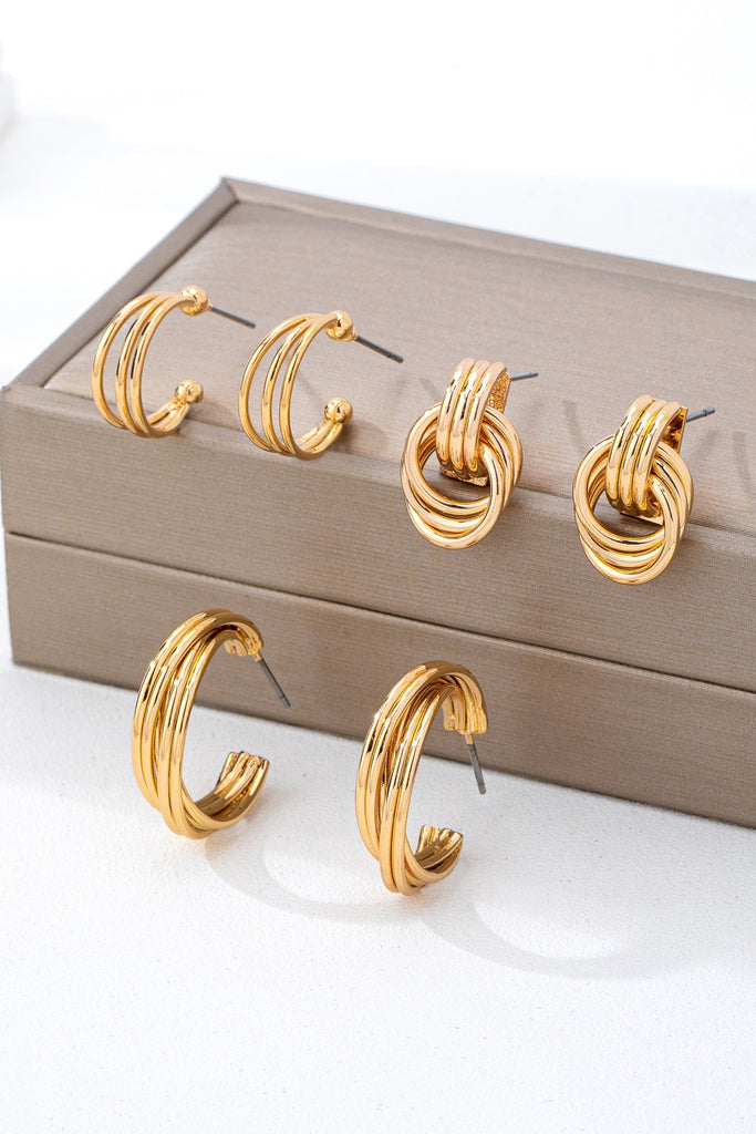 Curated Multi-Line Hoop Earring Set | 80E62143