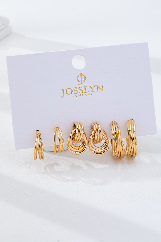 Curated Multi-Line Hoop Earring Set | 80E62143