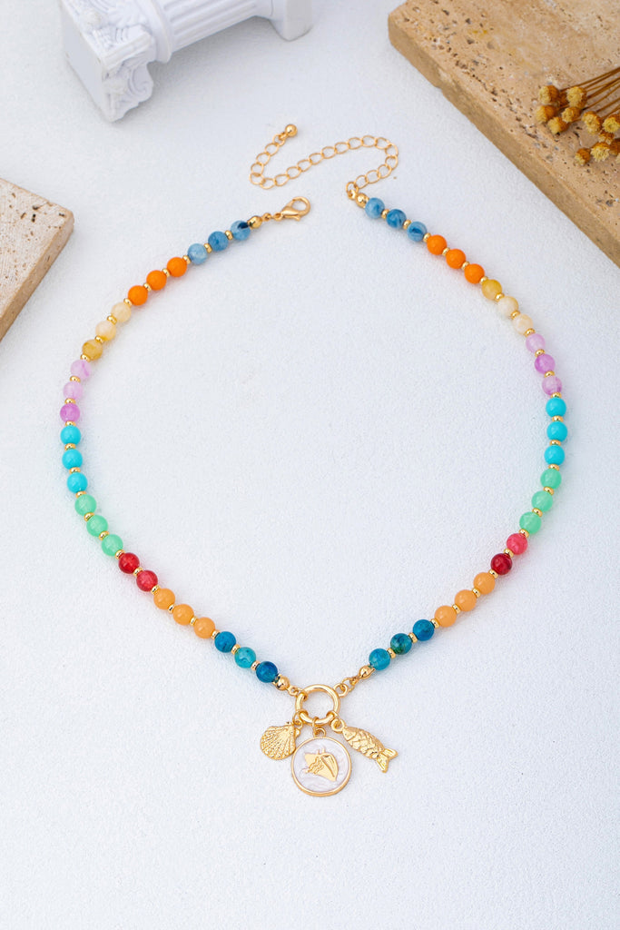 Rainbow Beaded Nautical Charm Necklace | 80N92952