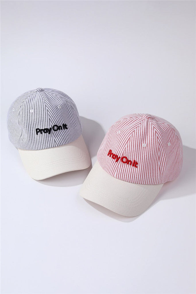 "Pray On It" Stripe Baseball Cap | 40HW754