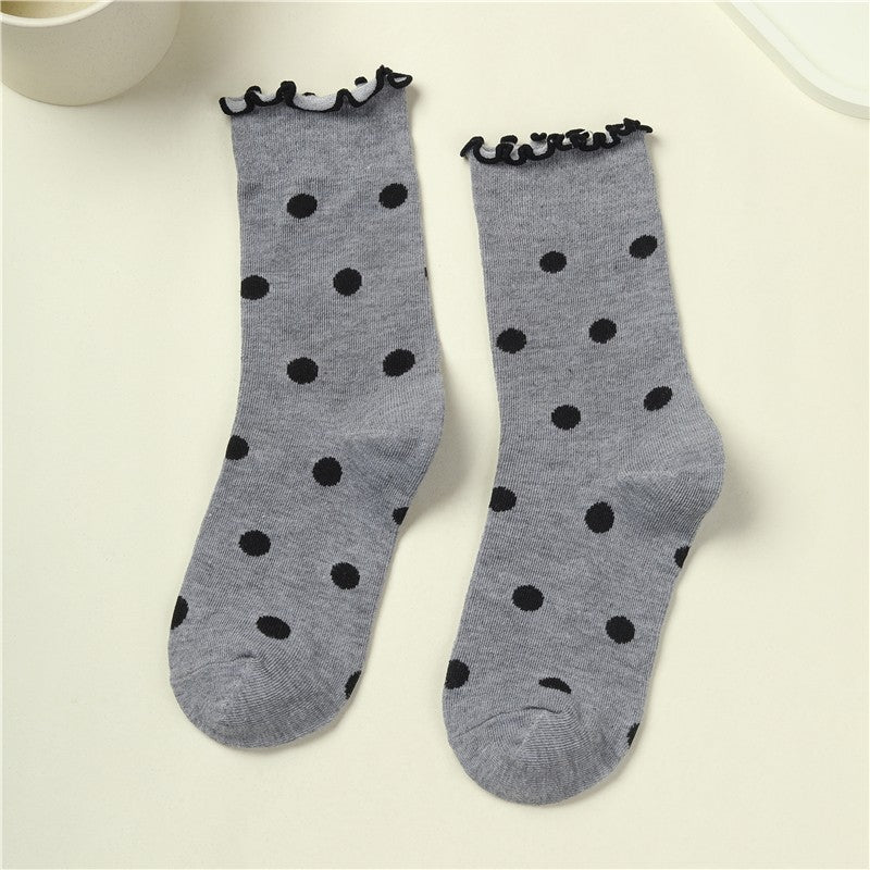 Ruffled Polka Dot Crew Socks | 40S02090