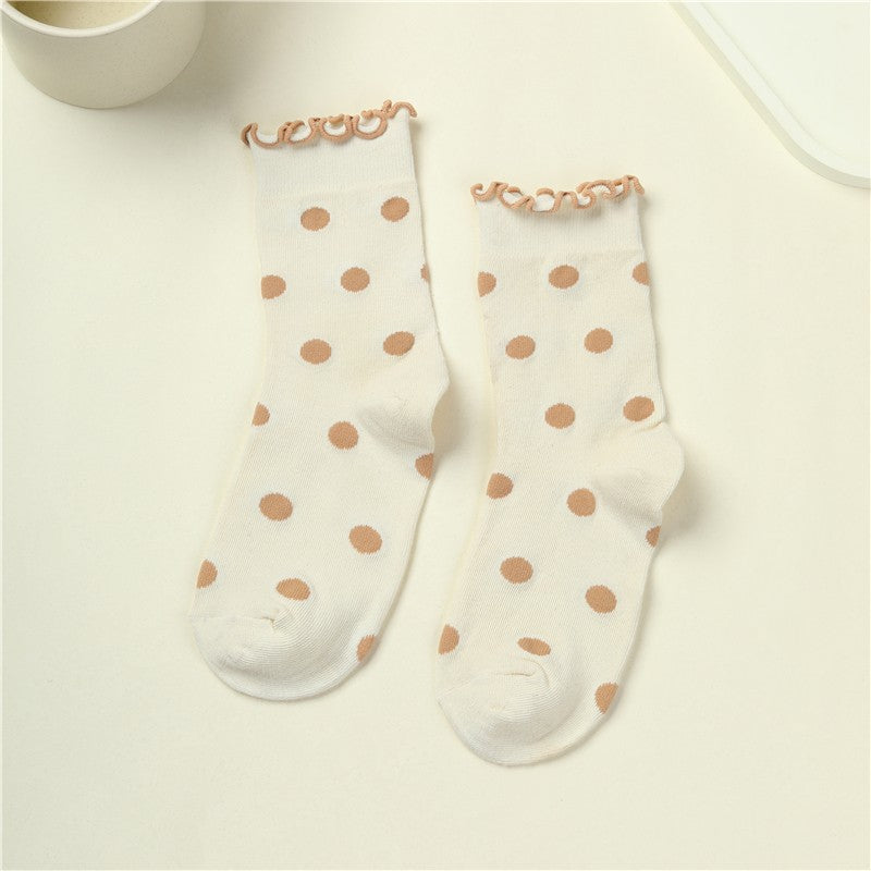 Ruffled Polka Dot Crew Socks | 40S02090