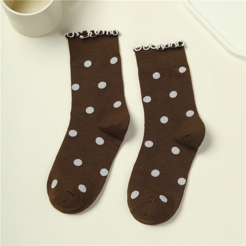 Ruffled Polka Dot Crew Socks | 40S02090