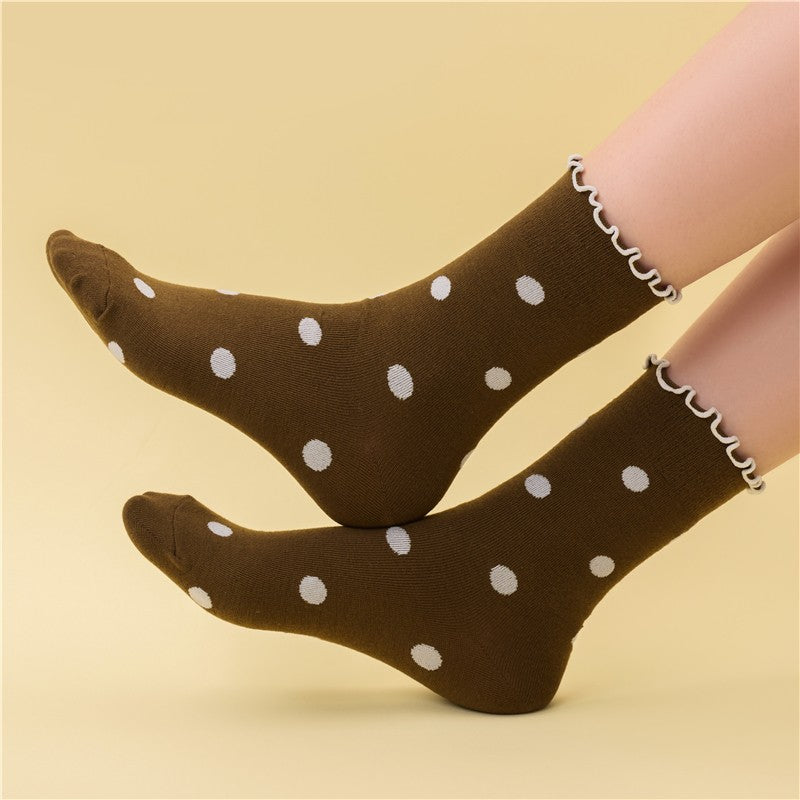 Ruffled Polka Dot Crew Socks | 40S02090