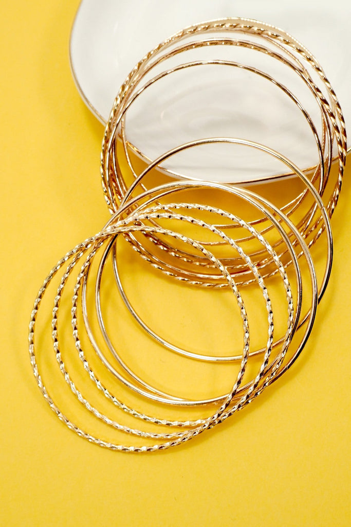 Gold-Tone Multi-Pattern Bangle Set | 40B5254