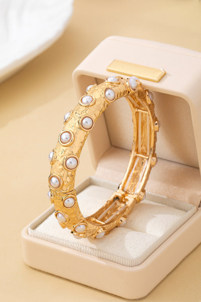Vintage Gold and Pearl Embellished Bangle | 80B1772