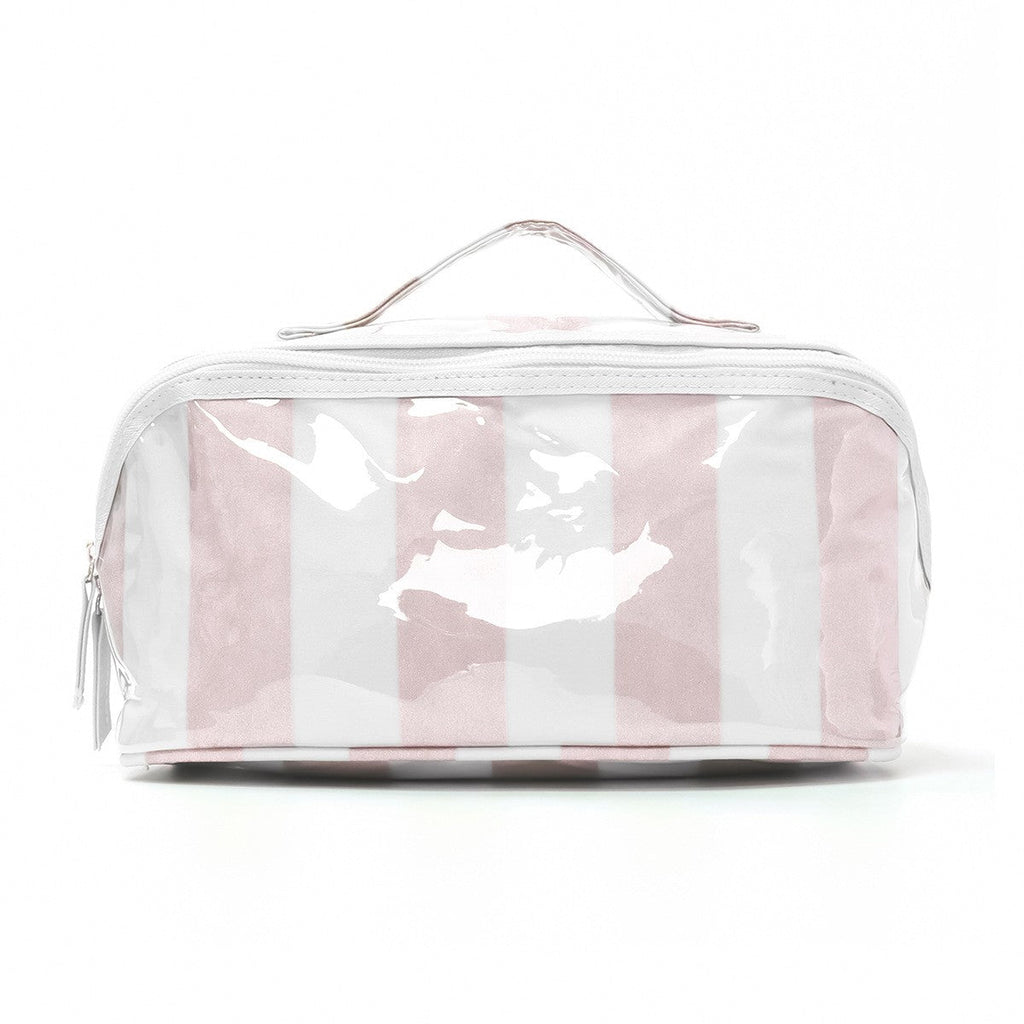 CHECKER STRIPED OPEN FLAT COSMETIC MAKEUP POUCH | 40P610