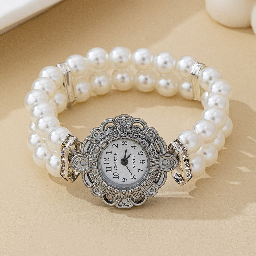 ROUND DIAL MULTI PEARL BRACELET WATCH | 80W018