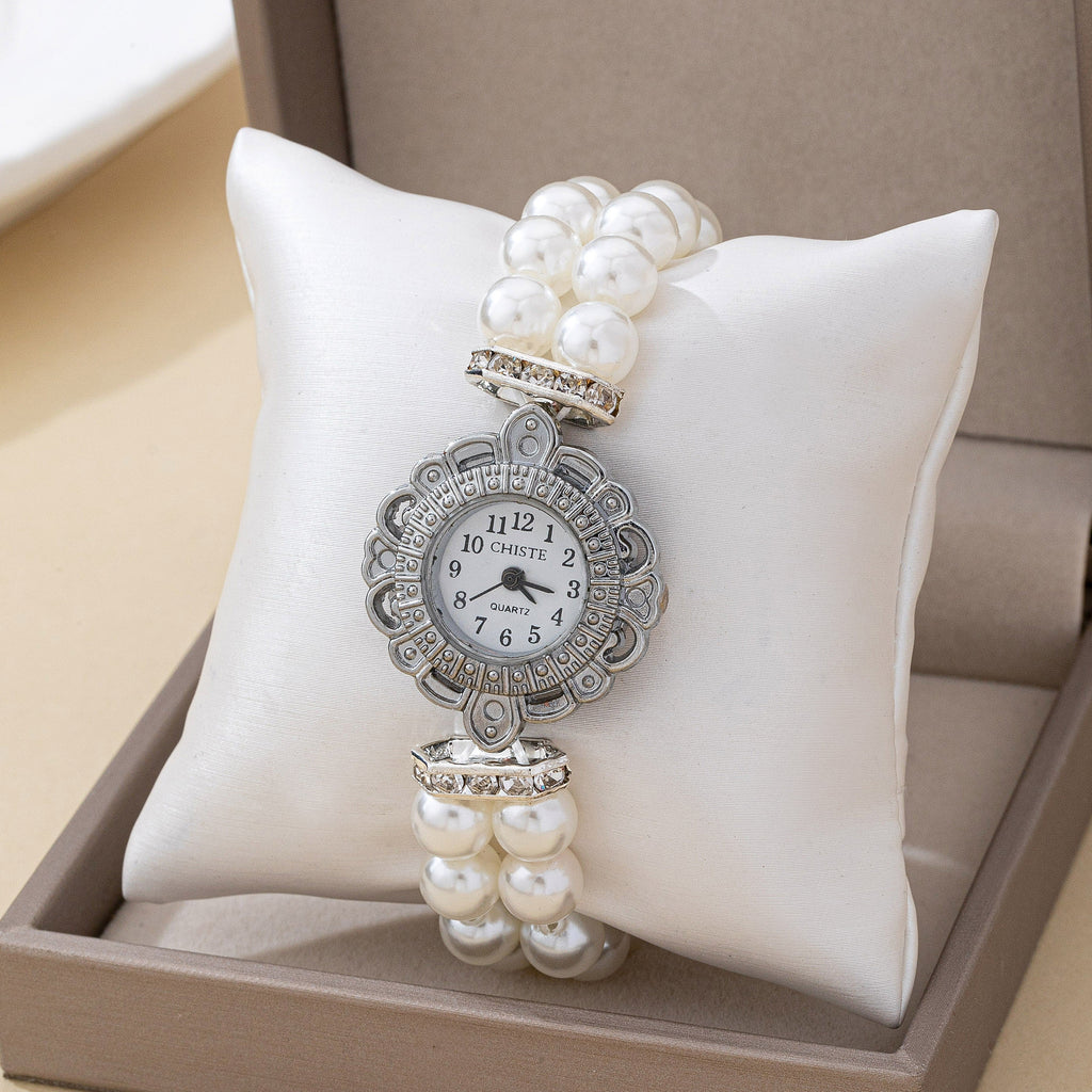 ROUND DIAL MULTI PEARL BRACELET WATCH | 80W018