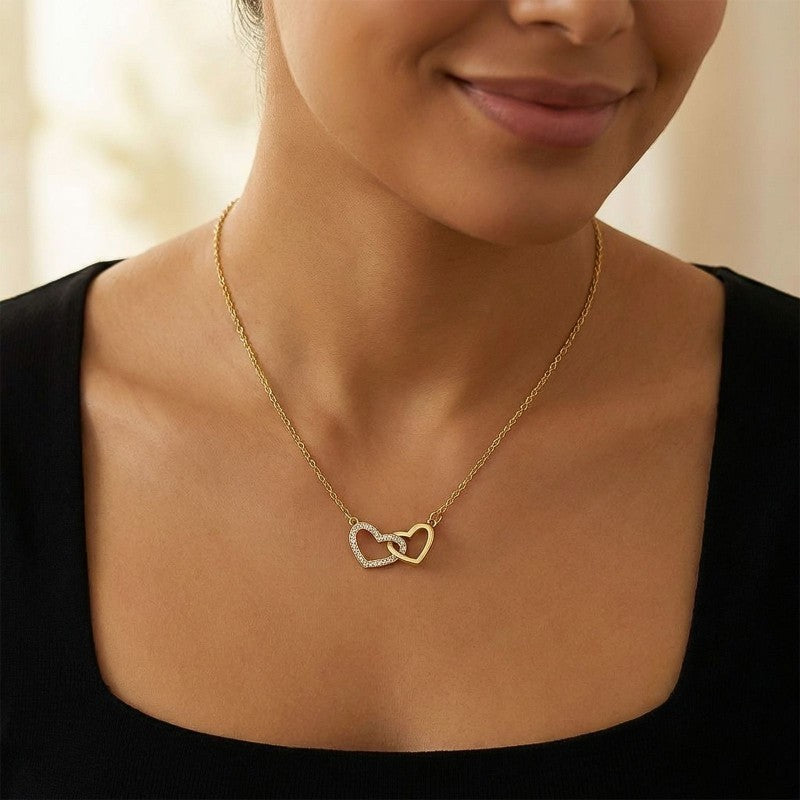 Gemini said Interlocking Crystal Heart Necklace | 40NK9707