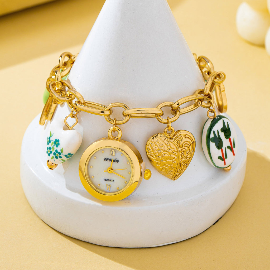 Vintage Green Floral Charm Watch Bracelet | 80W033
