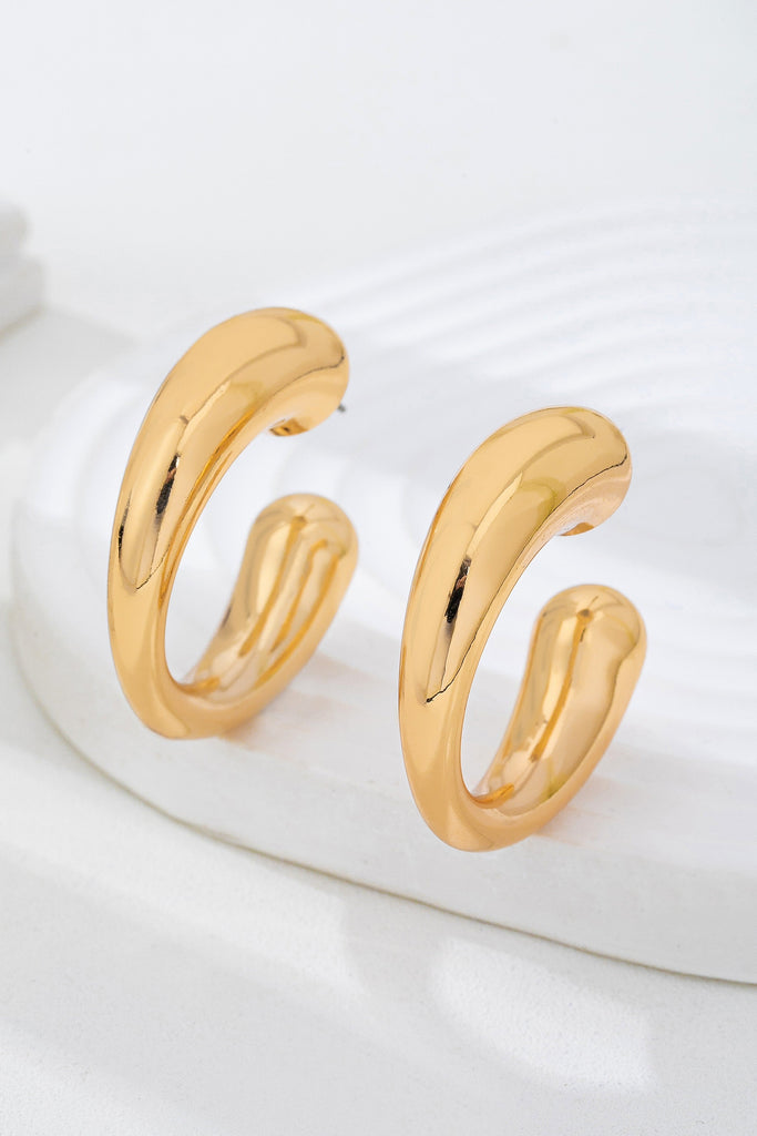 Bold Gold-Tone Chunky Tubular Open Hoop Earrings | 80E62231