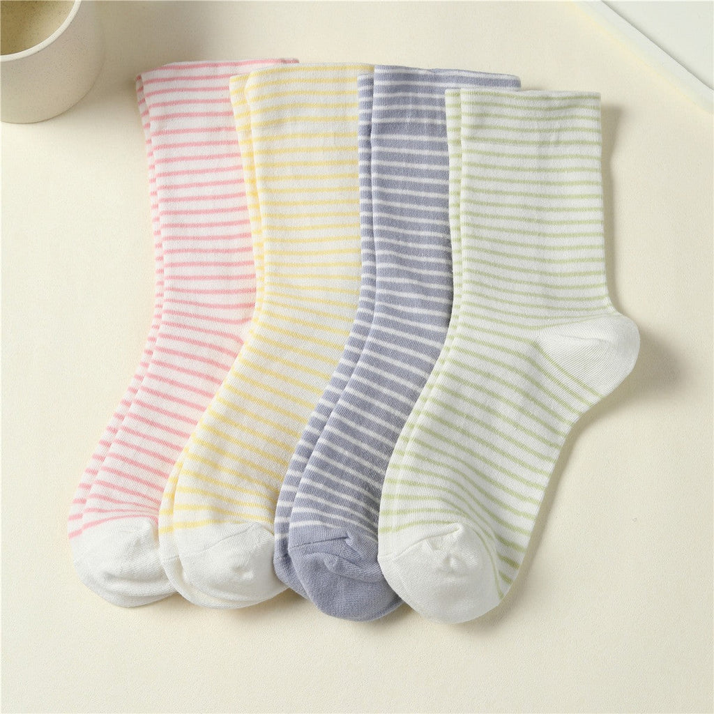 Pastel Striped Cotton Crew Sock | 40S02092