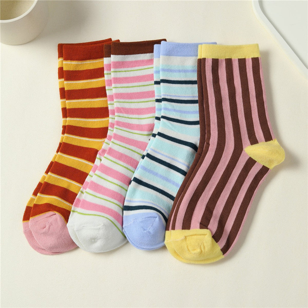 Colorful Striped Crew Sock Set | 40S02093