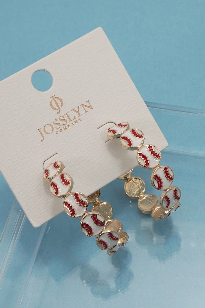 Gameday Football Baseball Hoop Earrings | 40E501