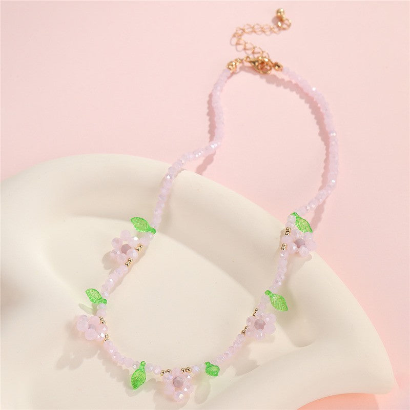 GLASS CRYSTAL ACRYLIC BEADED NECKLACE | 40NK9714