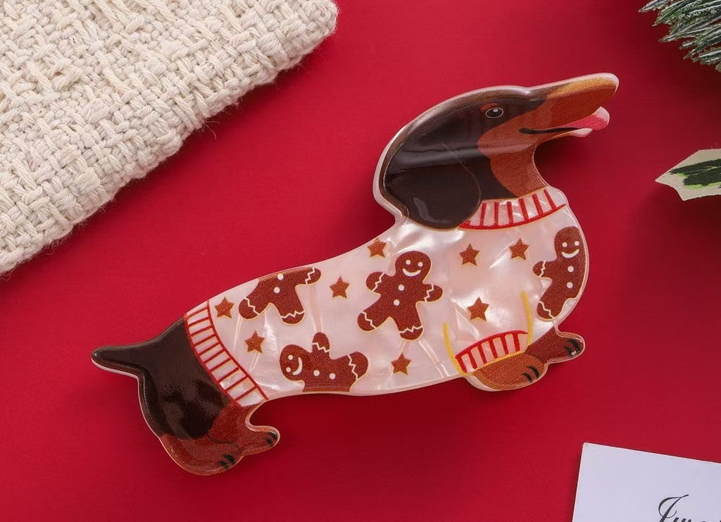 Holiday Dachshund Dog Hair Claw Clip | 40H1279