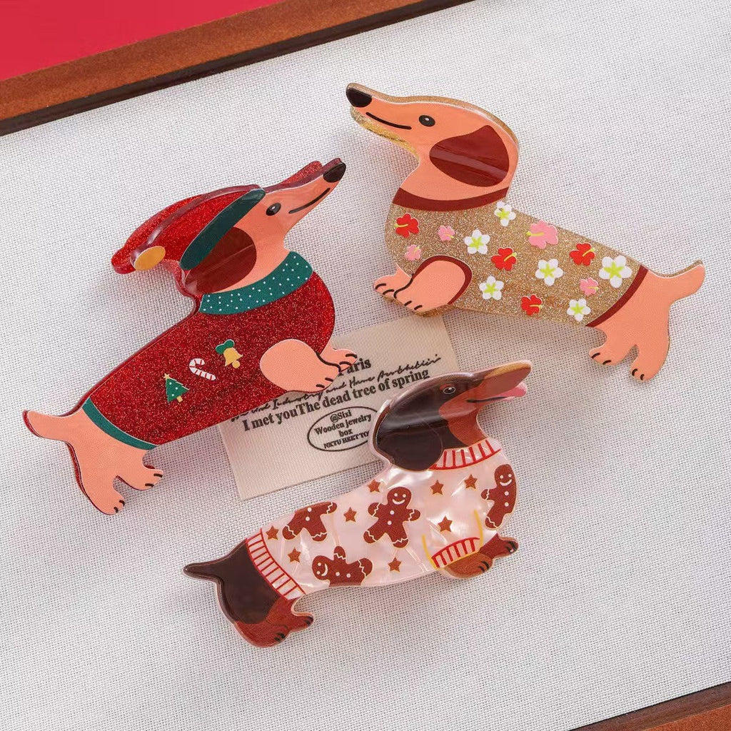 Holiday Dachshund Dog Hair Claw Clip | 40H1279