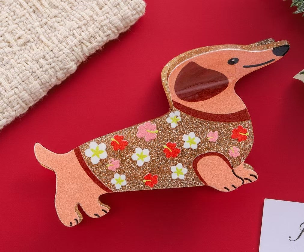 Holiday Dachshund Dog Hair Claw Clip | 40H1279