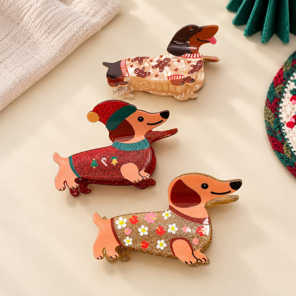 Holiday Dachshund Dog Hair Claw Clip | 40H1279