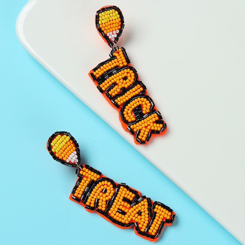 HALLOWEEN TRICK OR TREAT SEED BEAD DROP EARRINGS | 40E504