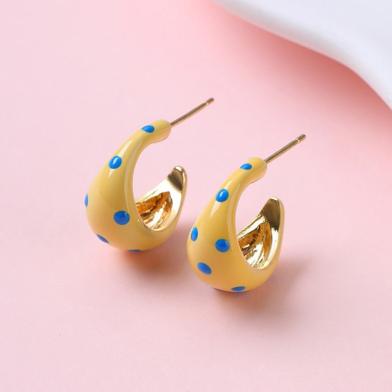 Butter Yellow Polkadot Earrings | 40E506